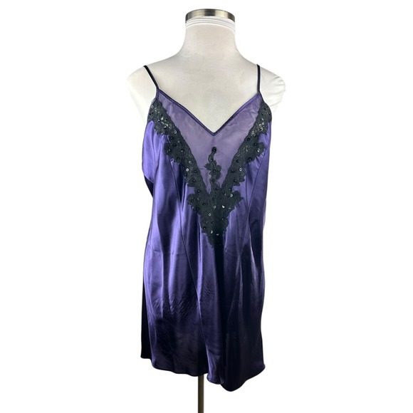 Cacique Satin Sleep Slip Dress Lingerie Chemise Purple Nighty Plus Size 18/20 - Picture 3 of 16